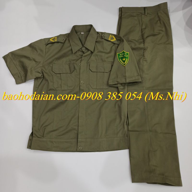 Quần áo bảo vệ dân phố kèm logo và cầu vai