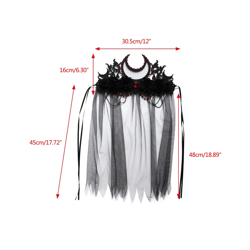 Băng Đô Cài Tóc Hình Vương Miện Màu Đen Phong Cách Gothic Ngày Halloween