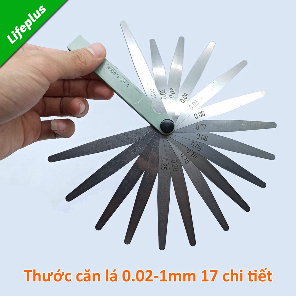 Thước đo khe hở 17 lá từ siêu mỏng 0.02mm đến dày 1mm thép lò xo