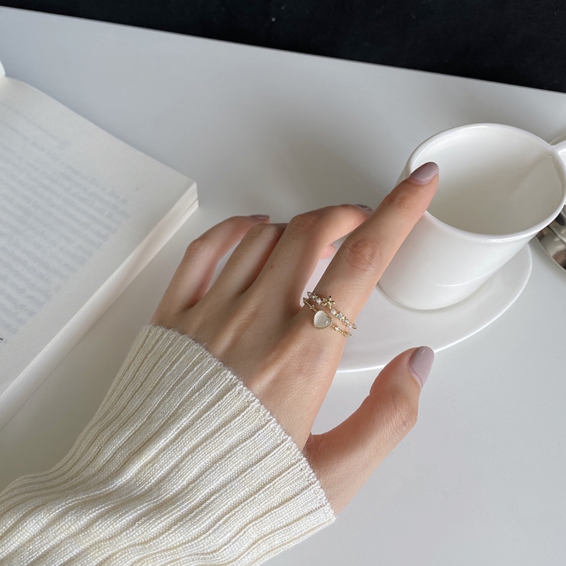Nhẫn hình hoa trái tim nhiều lớp thời trang Hàn thích hợp làm quà tặng cho nữ/đi tiệc