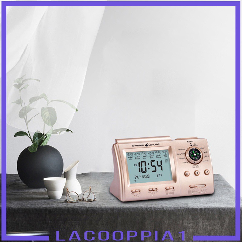 [LACOOPPIA1] Azan Clock LCD Sound Alarm Clock Ramadan Mosque Office Home Decor Gold Gift