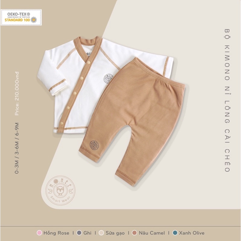 HRNEE - BỘ SƠ SINH NỈ LÔNG 0-3M ĐẾN 6-9M