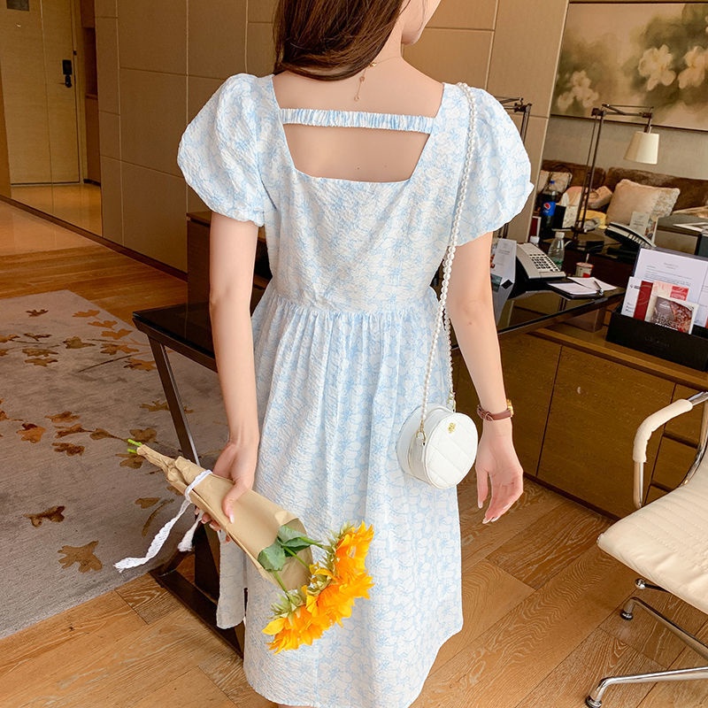 Đầm Midi Dáng Chữ A In Họa Tiết Hoa Nhí Xinh Xắn Thời Trang Mùa Hè Cho Nữ