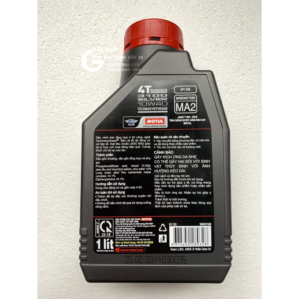 Dầu nhớt Motul Silver 10W-40 bán tổng hợp cho xe số, xe côn tay