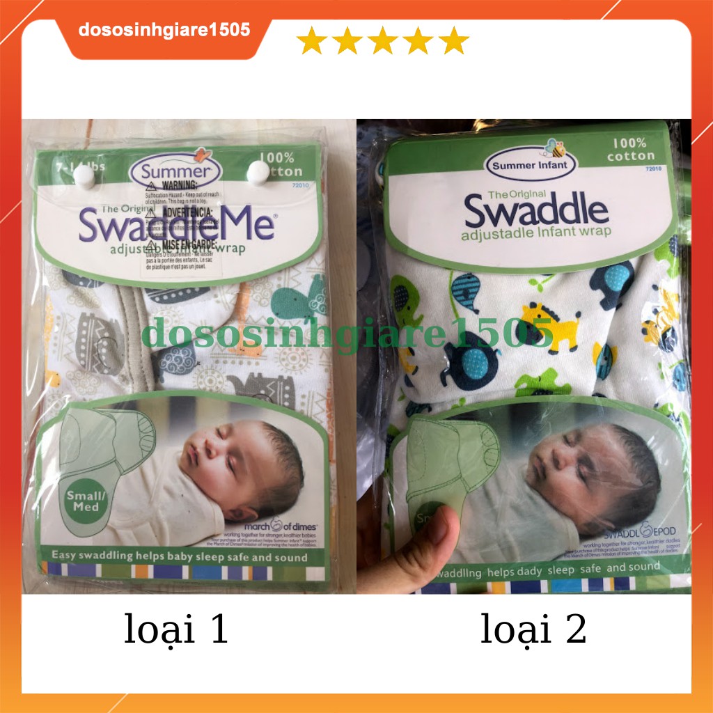 Ủ kén Summer Swaddle Me cho trẻ sơ sinh hàng loại 1, chuẩn tem mác