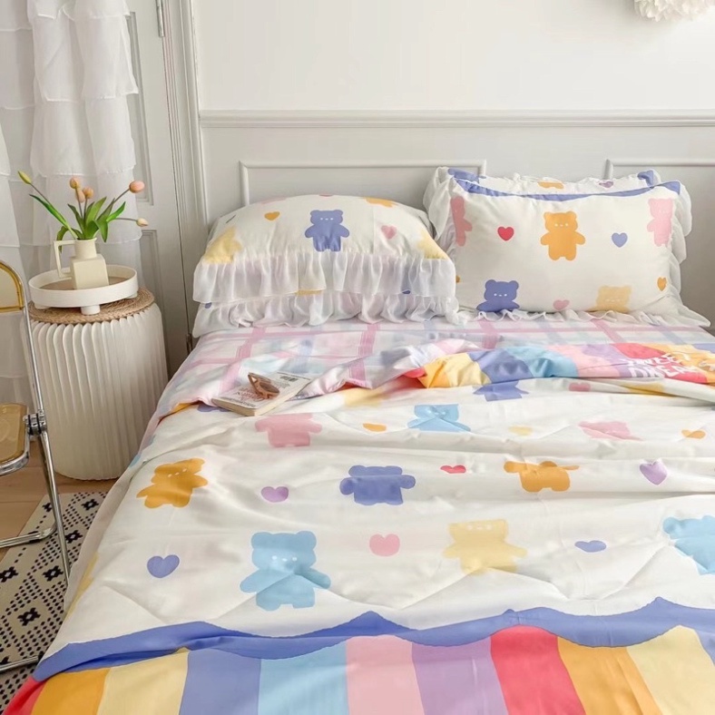 [LOẠI 1] Bộ Chăn Ga Gối Chăn Trần Cotton Bèo Siêu Xinh, Chất Mềm Mát Sẵn Hàng Đủ Kích Thước Giá rẻ