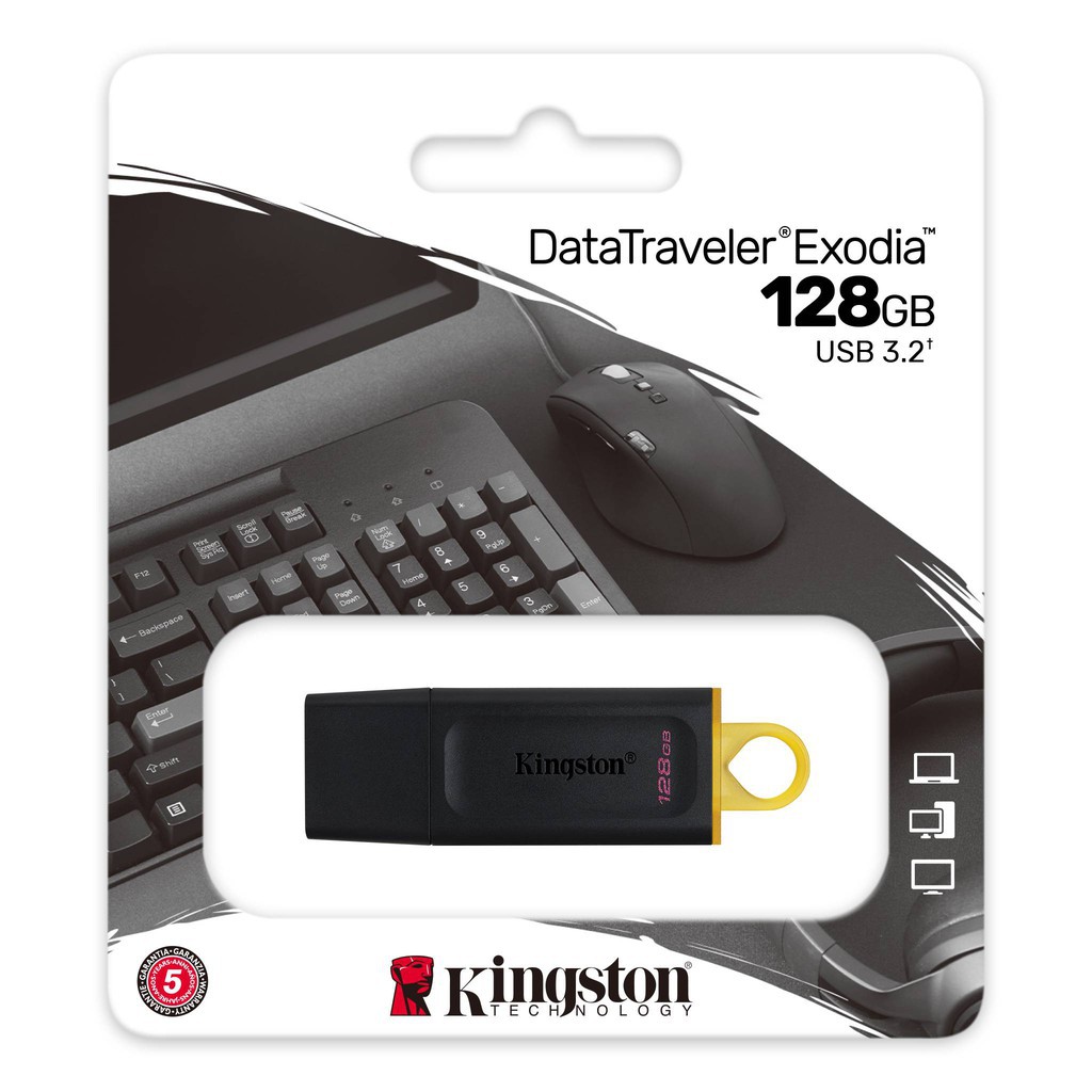 USB 3.2 Kingston DataTraveler Exodia DTX 128Gb DTX/128GB thời trang với nắp bảo vệ và móc khóa màu sắc