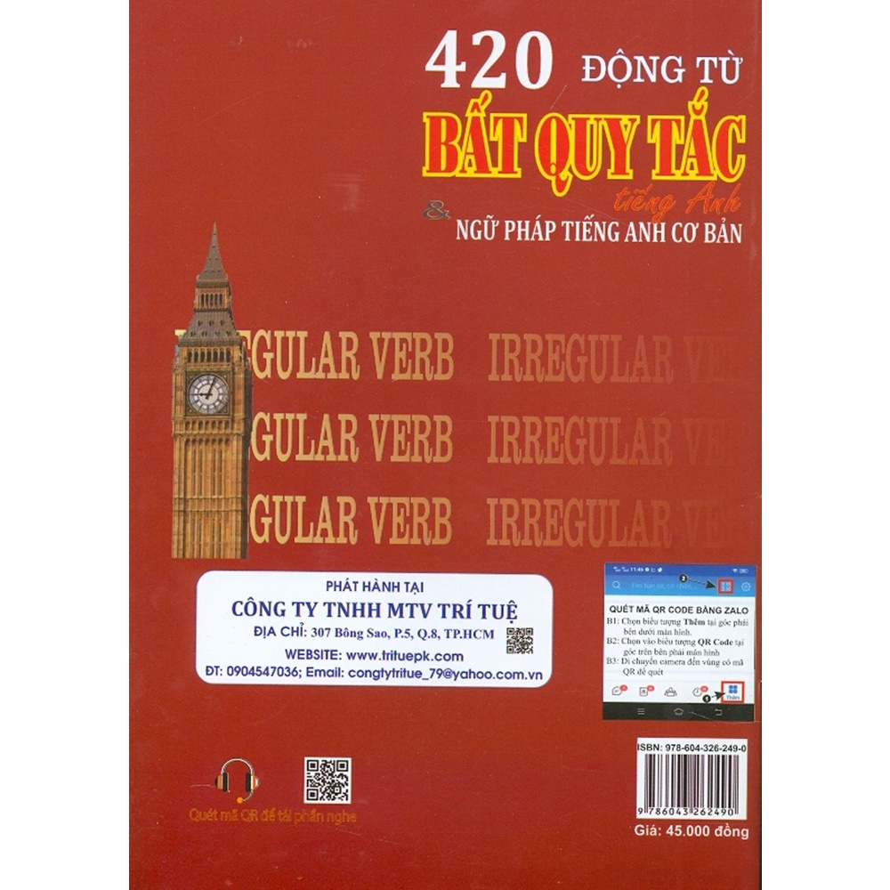 Sách - 420 Động Từ Bất Quy Tắc Tiếng Anh Và Ngữ Pháp Tiếng Anh Cơ Bản