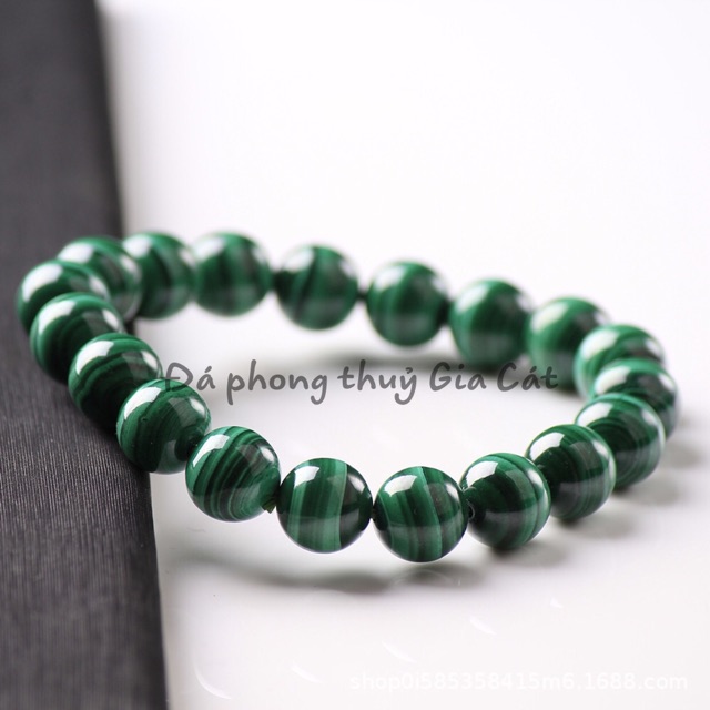 Vòng tay đá lông công khổng tước 8ahàng chuẩn đẹp lông công malachite