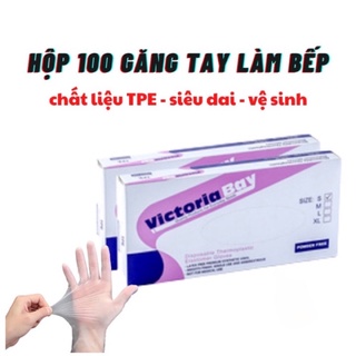 Mua Hộp 100 Găng tay nấu ăn làm bếp siêu dai Victoria Bay chất liệu TPE không mùi chống nhăn