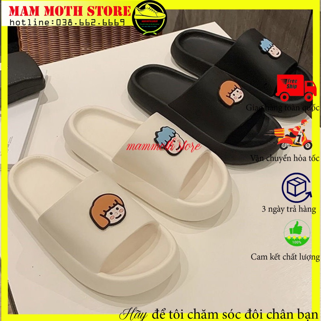 Dép đi trong nhà, dép bánh mì mặt icon ba màu đủ size nữ đi đẹp thông dụng shop MAMMOTH