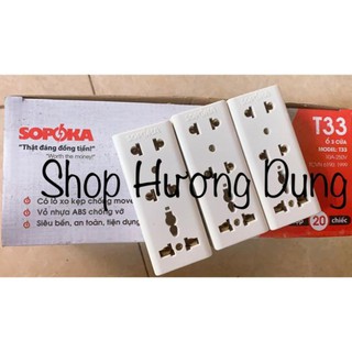 Giảm giá ổ cắm 3 cửa t33 sopoka chống vỡ đẹp
