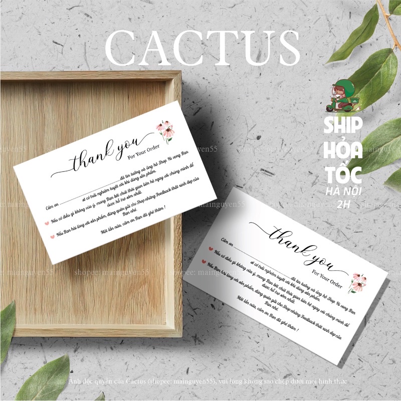 Combo 100 Card Cảm Ơn Khách Hàng, Card Thank You, Thiệp Cảm Ơn In 1 mặt mã A2