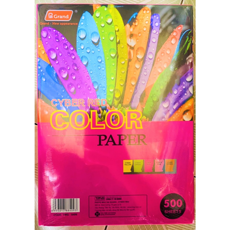 Giấy For màu dạ quang A4, Bìa màu A4 ngoại, Giấy For ngoại A4, Ram 500 tờ