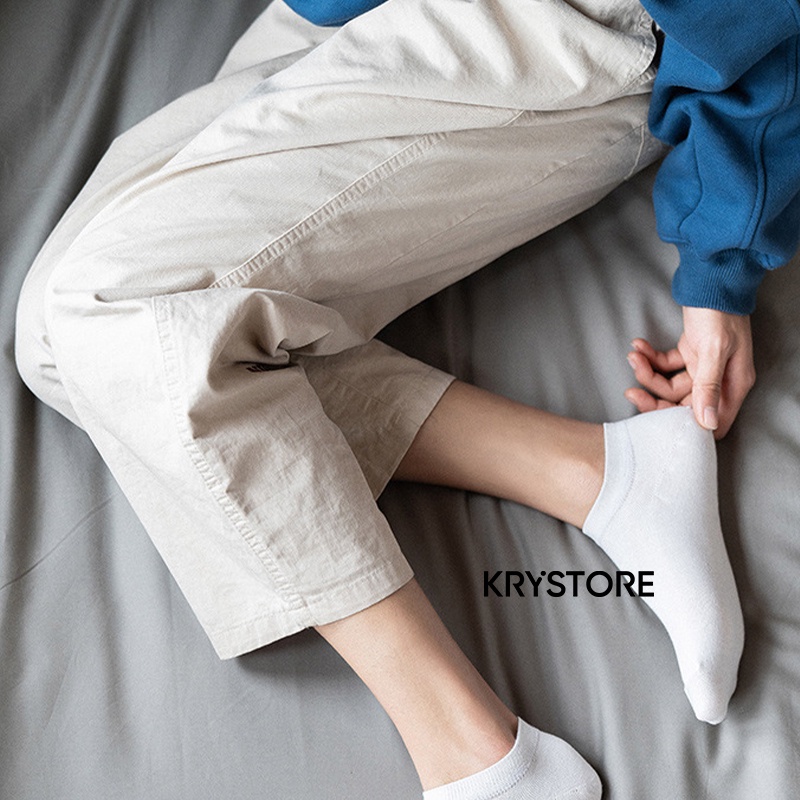 Tất nam cổ ngắn cotton Krystore thấm hút tốt NC27