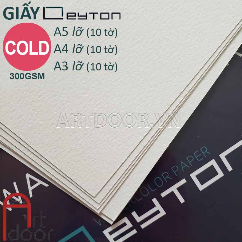 [ARTDOOR] Giấy vẽ màu nước LEYTON 100% Cotton 300gsm (vân nổi COLD)