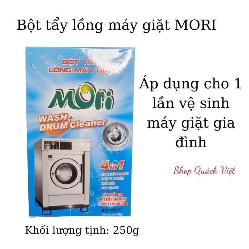 Bột tẩy lồng máy giặt MORI hộp 250g - đánh bay các cặn bẩn, mảng bám trong lồng máy giặt