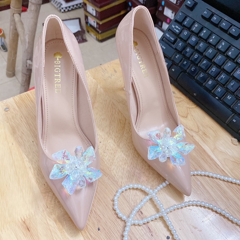 TK9511-6 GIÀY CƯỚI BIGTREE ĐÍNH HOA ĐÁ CAO CẤP