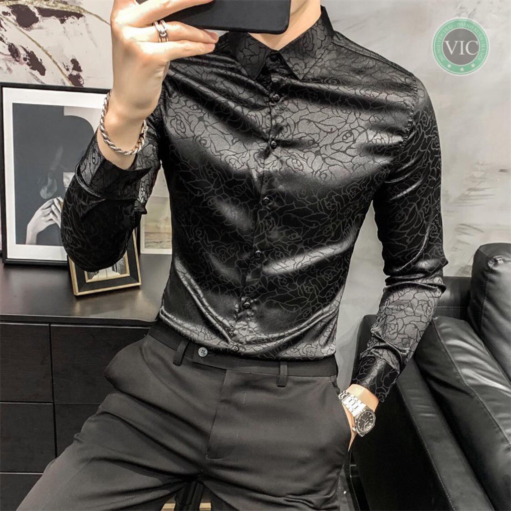 Aó sơ mi 21AM09-008 quảng châu, có 2 màu, thấm hút mồ hôi tốt, họa tiết 3D