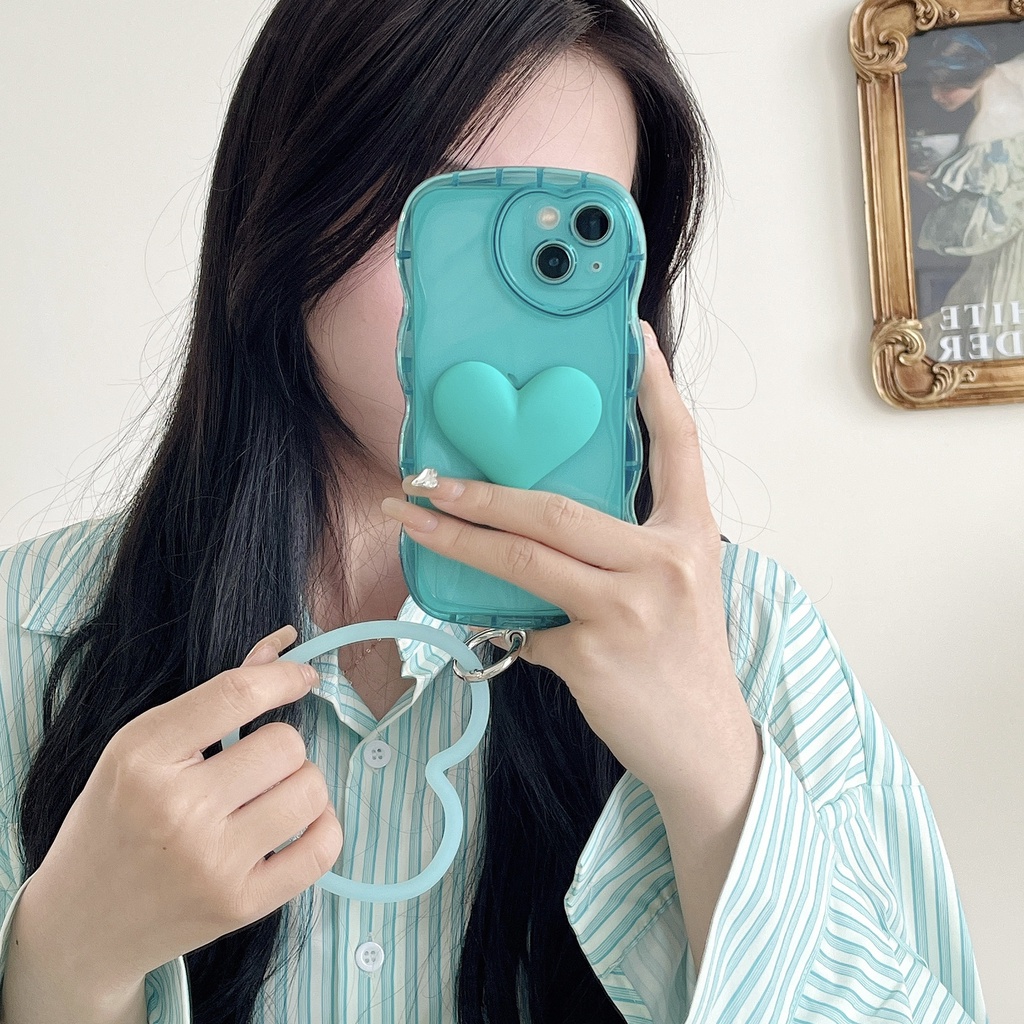 Ốp Điện Thoại Họa Tiết Trái Tim 3D Thời Trang Chống Sốc Có Nhẫn Đỡ Cho Iphone