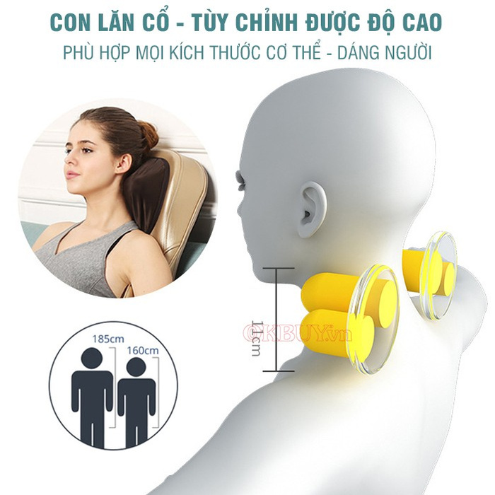 [OKBUY.VN] Ghế Massage Lưng, Cổ, Mông Xoa Bóp Dây Ấn Rung, Nhiệt Hồng Ngoại Nikio NK-180 - Màu đỏ - CHÍNH HÃNG