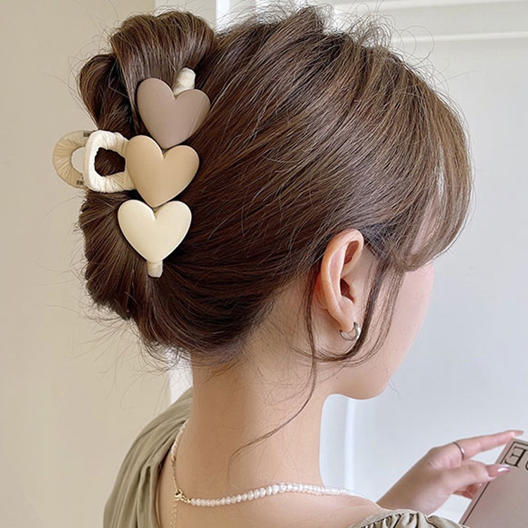Kẹp tóc sau đầu họa tiết trái tim phong cách mùa hè thanh lịch cho nữ