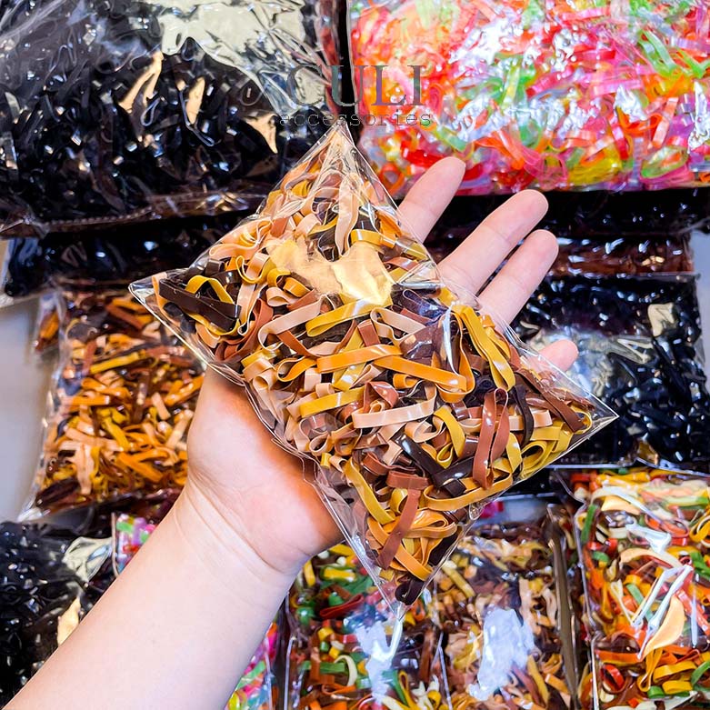 Thun cột tóc, chun cột tóc 100gr thun đen, mix màu sỉ - lẻ