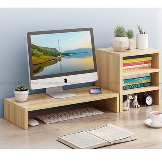 Combo kệ để máy tính kèm kệ sách để bàn