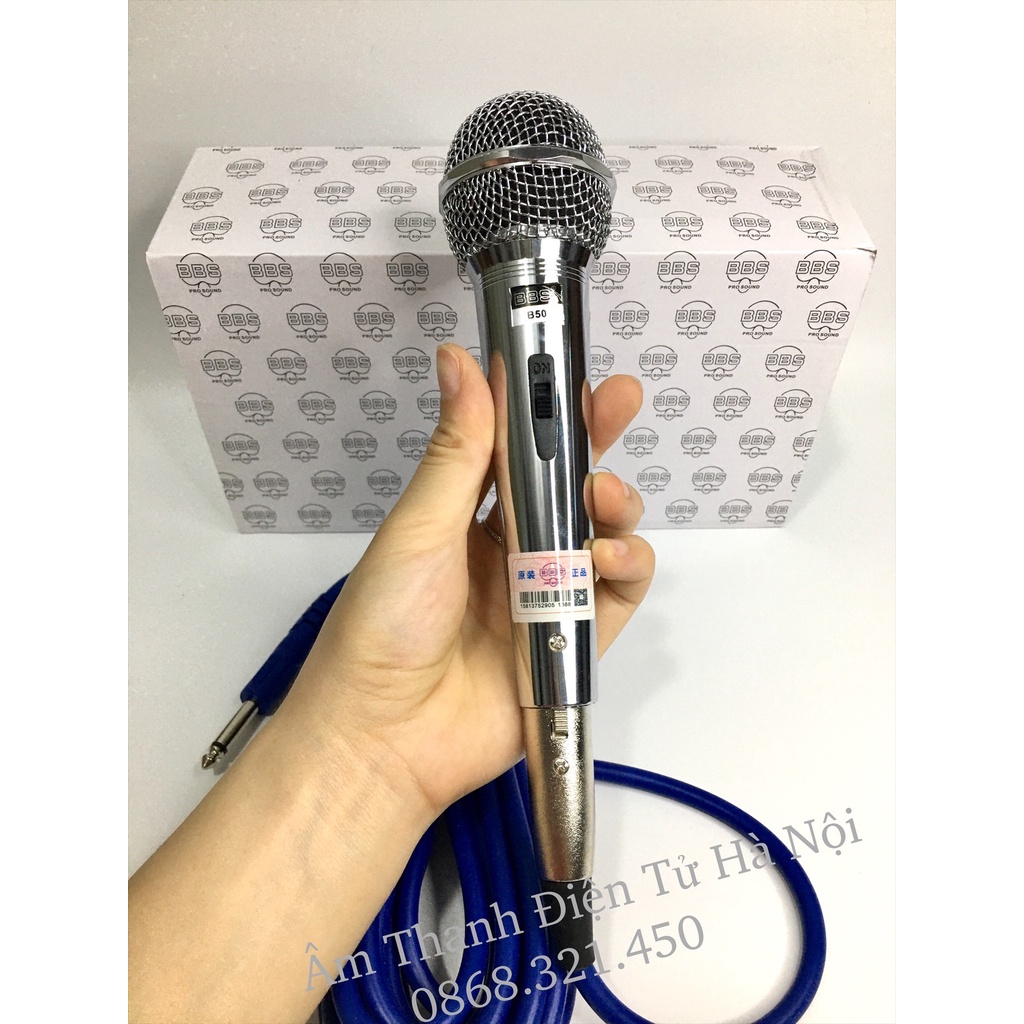 Micro Có Dây B50 2022 Dây Dài 6 Mét,Tay INOX Không Gỉ Siêu Chắc Chắn, Hút Giọng Tốt, Hỗ Trợ Chống Hú.
