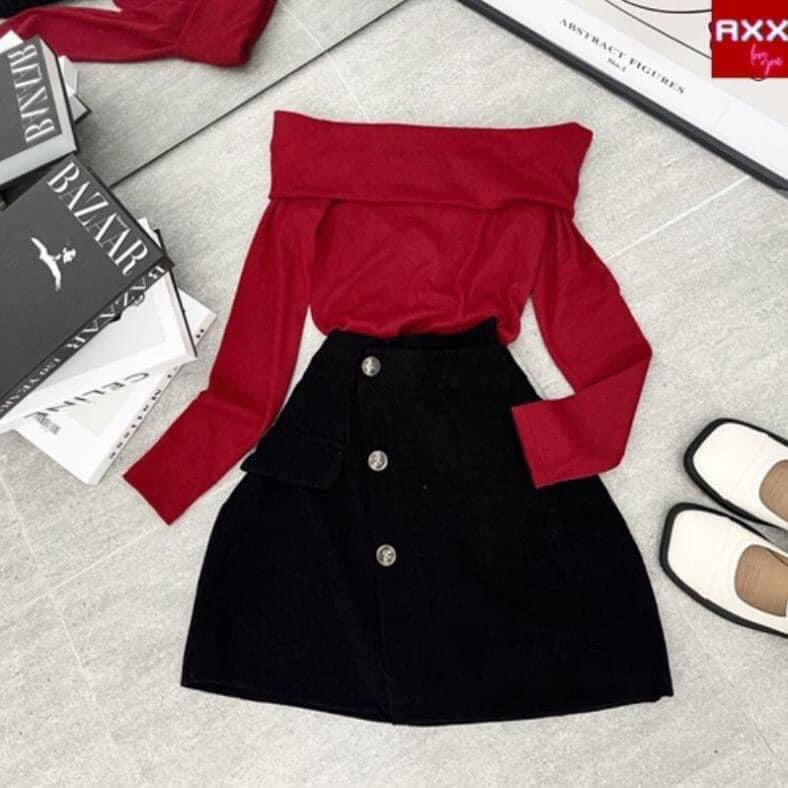 SET ÁO + CHÂN VÁY NHUNG BIGSIZE KÈM ẢNH THẬT