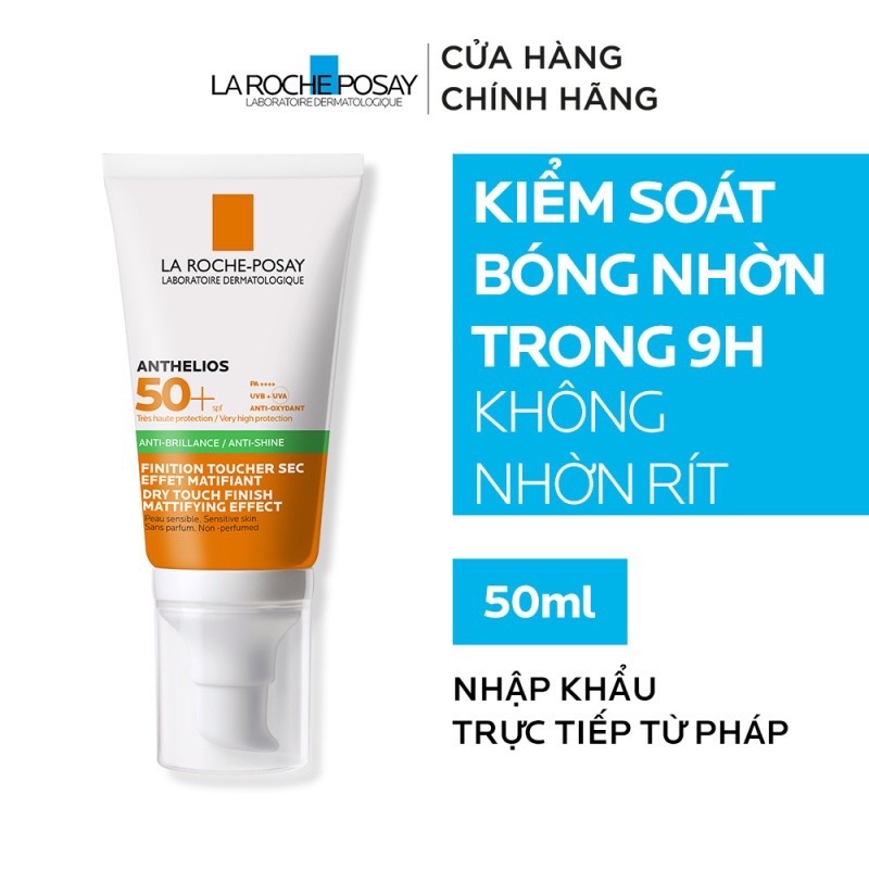 Kem chống nắng giúp kiểm soát bóng nhờn & bảo vệ da trước tia UVB UVA SPF 50+ La Roche-Posay Anthelios Dry Touch 50ml