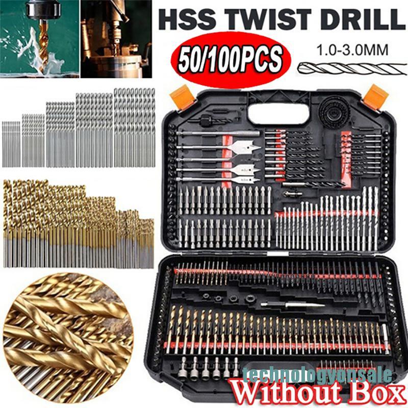 Bộ 100 / 50 mũi khoan thép titan hss tốc độ cao
