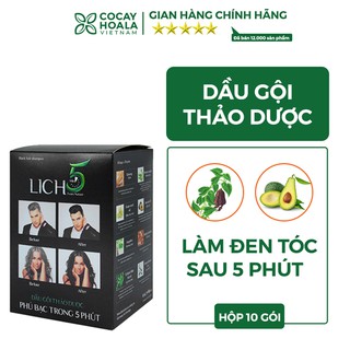 Dâu Gội Thảo Dược Gội Đen Tóc Lich5 Hộp 10 gói