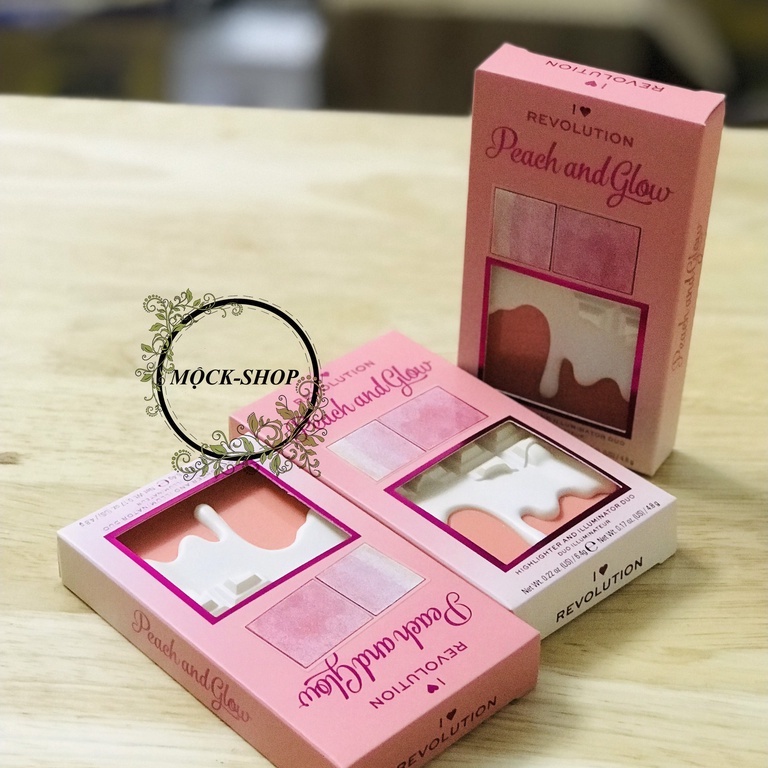 Phấn Nhũ Má Hồng Makeup Revolution 2 Ô Peach And Glow Highlight And Illuminator Duo