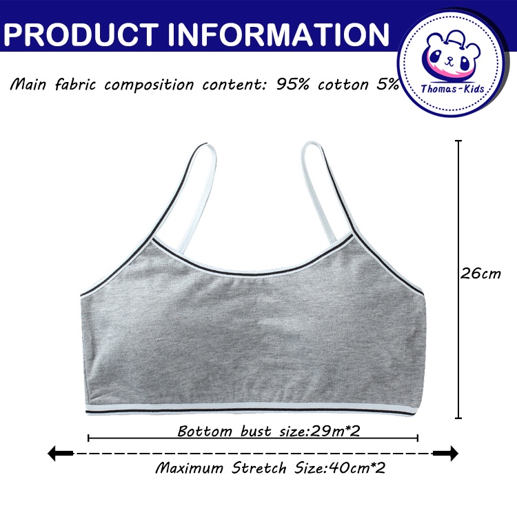 [THOMAS KIDS] Áo Ngực Cotton Mỏng Thoáng Khí Thời Trang Mùa Hè Cho Bé Gái 8-16 Tuổi