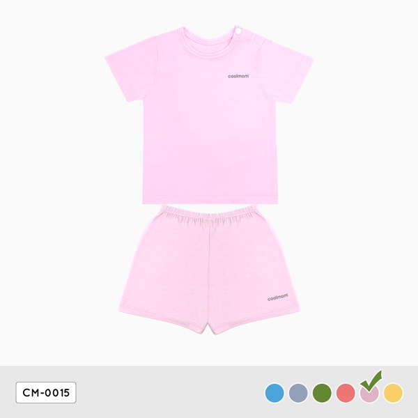Bộ cộc tay cài vai Coolmom chất liệu sợi tre cao cấp màu xám fog size 12M / CM-0015-12M-XF