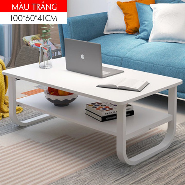 (SIÊU HOT) Bàn trà chân sắt, bàn trà sofa vân gỗ 2 tầng kích thước 100x60x41cm M023-10A | BigBuy360 - bigbuy360.vn