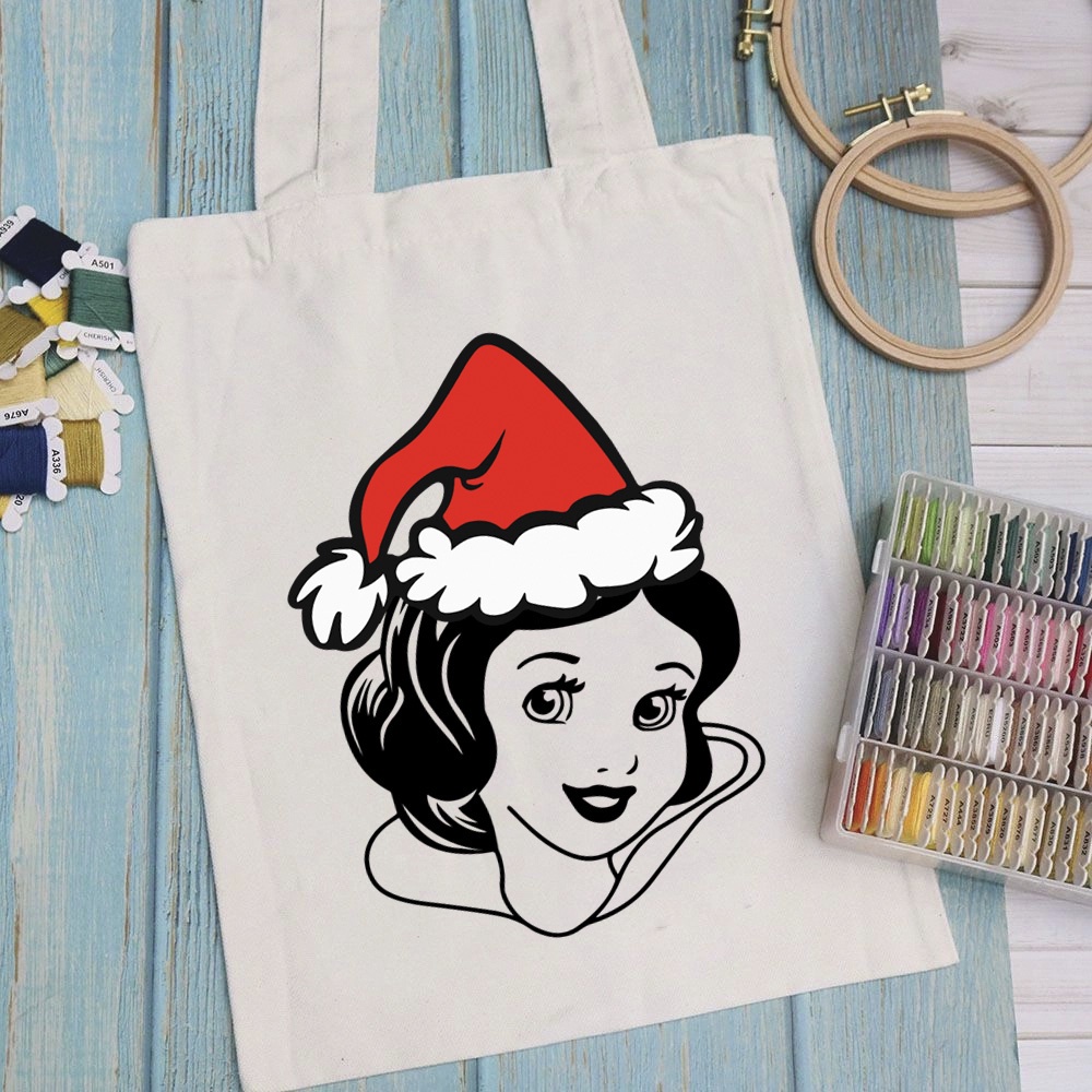 Túi vải, túi Tote DISNEY PRINCESS CHRISTMAS - Mẫu 1 vải canvas dày đẹp cho nữ có khóa miệng đi học đi chơi