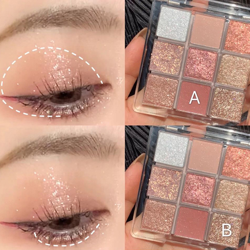 Bảng phấn mắt Dikalu 9 màu hiệu ứng lì &amp; ngọc trai thời trang cho nữ