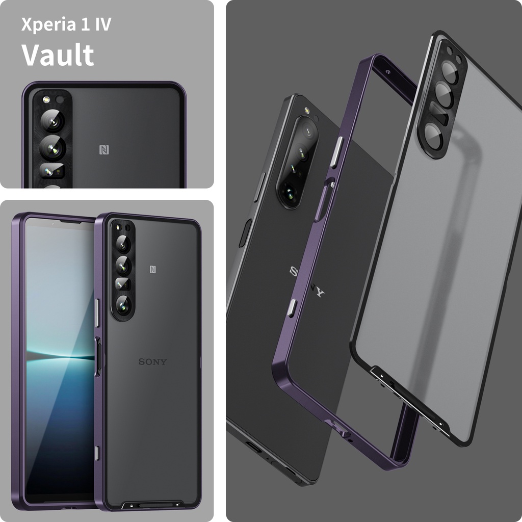 Ốp Điện Thoại Khung Hợp Kim Nhôm Màu Đen Bảo Vệ 360 Độ Cho Sony Xperia 1 IV