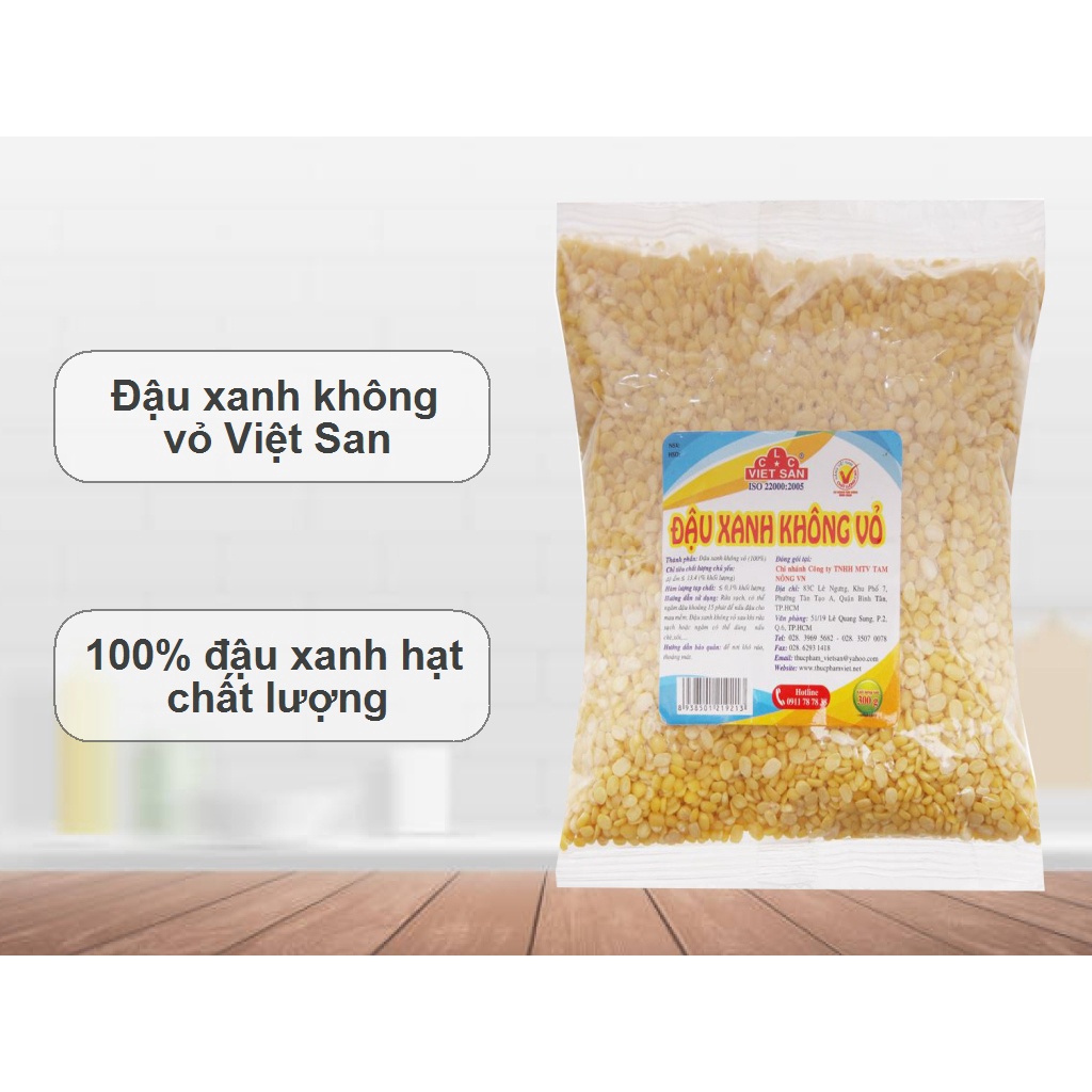 Đậu Xanh Không Vỏ  Hữu Cơ Việt San Nguyên Liệu Nấu Chè 150g