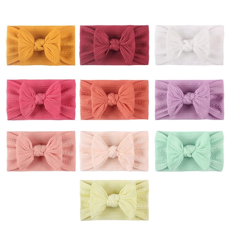 Băng Đô Vải Nylon Mềm Co Giãn Màu Trơn Họa Tiết Kẻ Sọc Dành Cho Bé Gái