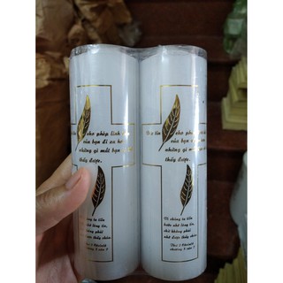 1 đôi đèn cầy sáp trắng 14cm