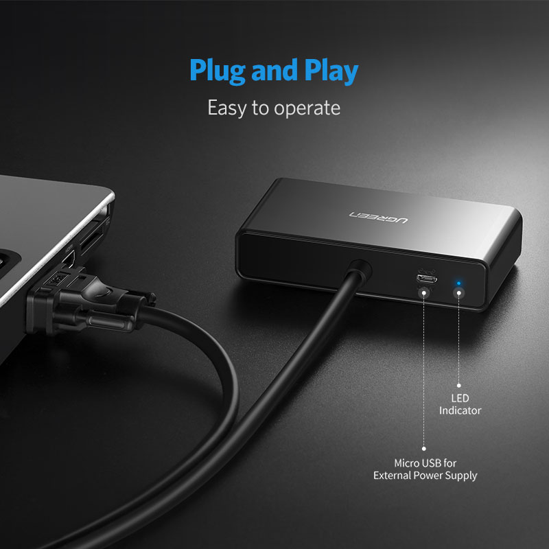Ugreen Đầu Chia VGA 2 Cổng 1080P 2 Trong 1 Cho PS4 TV Máy Chiếu