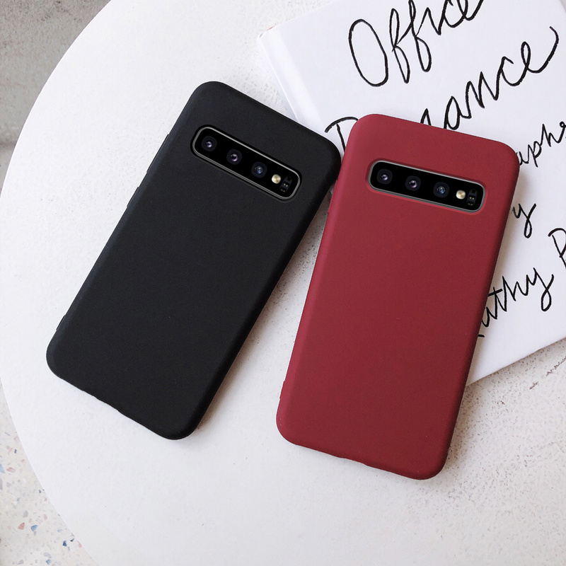 Ốp Điện Thoại Silicone Mềm Màu Trơn Mặt Nhám Cho Samsung Galaxy S9 S8 Plus S10 Lite