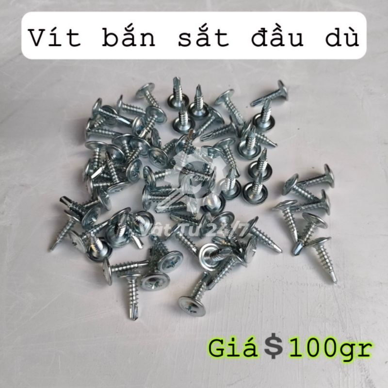 100g Vít bắn sắt đầu dù Vít đuôi cá bắt cửa nhôm chốt cửa Đài Loạn hiệu Khủng Long chính hãng 1p3 1p6 2p 2p5 3p 4p 5p