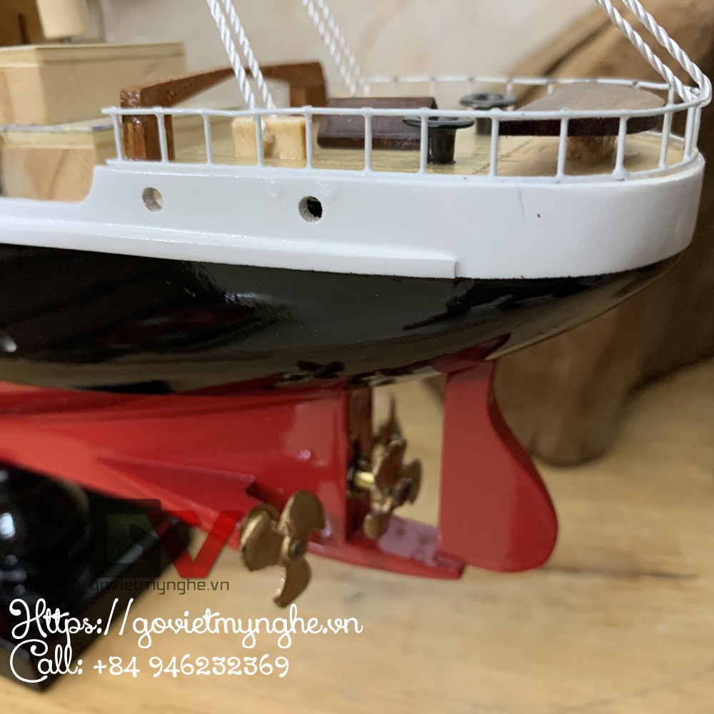 Mô hình tàu Titanic tàu gỗ trang trí tàu Titanic mô hình bằng gỗ - Gỗ sơn màu - Thân tàu dài 40cm