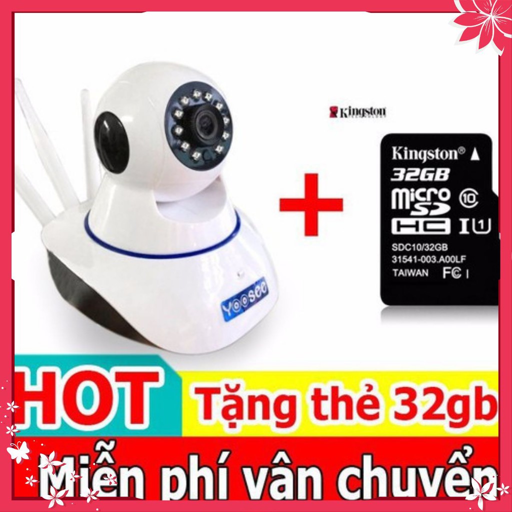 camera chính hãng yoosee 3 râu 2.0 mpx+thẻ nhớ 32gb (kết nối wifi không cổng mạng lan)