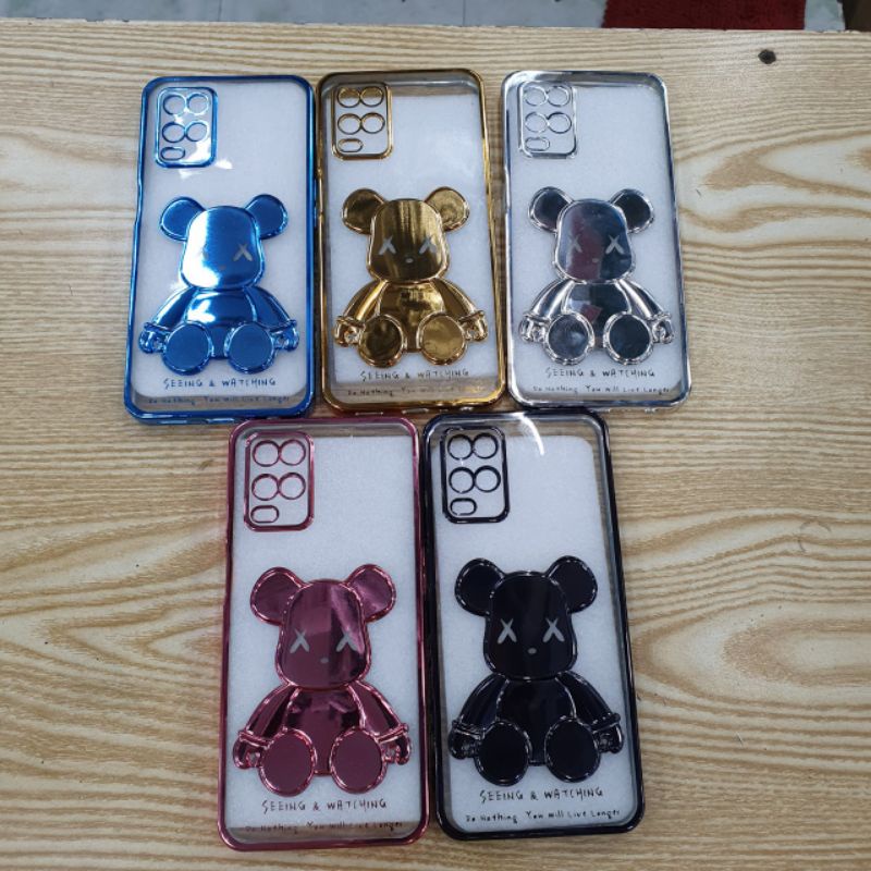 Ốp lưng Oppo A54 4G dẻo xi màu hình gấu nổi