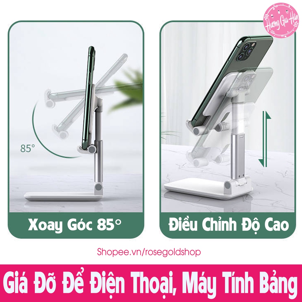 Giá Đỡ Để Điện Thoại, Máy Tính Bảng Gấp Gọn Có Kèm Gương Trang Điểm, Chỉnh Được Độ Cao